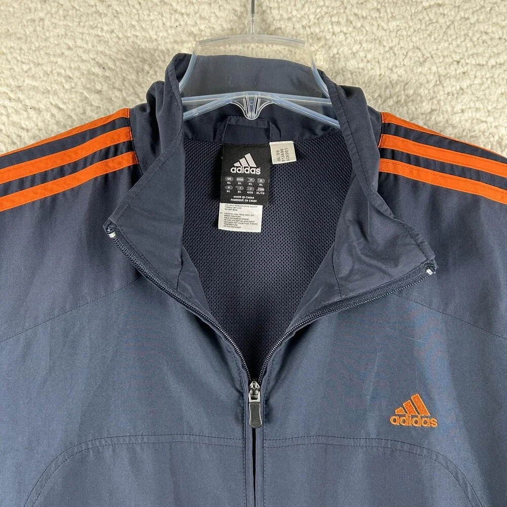 Vintage Adidas Jacket Mens XL 3 Stripes Full Zip Windbreaker Athletic 90s Y2K